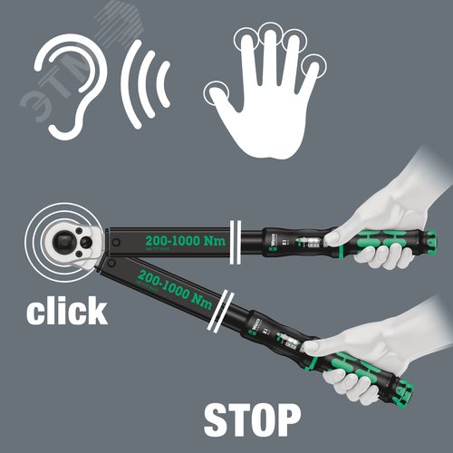 Ключ динамометрический с регулировкой момента затяжки Click-Torque E 1 Push R/L для правой и левой резьбы 200-1000 Нм - фото 8