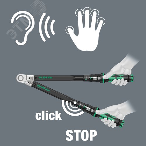 Ключ динамометрический для сменных насадок гнездо 14x18 мм 40-200 Нм погрешность ± 3% 480 мм. Click-Torque X 4 - фото 7