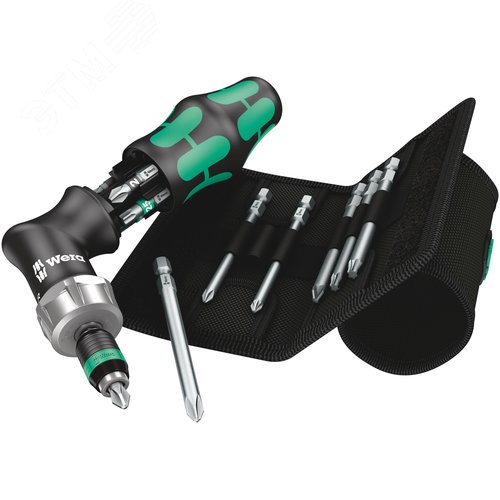 Набор бит с пистолетообразной рукояткой-битодержателем c трещоткой 13 предметов. Набор Kraftform Kompakt Pistol RA 4 - фото 1