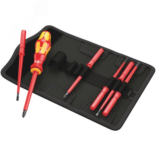 Изображение товара Набор отвёрток-насадок диэлектрических с рукояткой-держателем Набор Kraftform Kompakt VDE 7 Universal 2 7 предметов (шт)