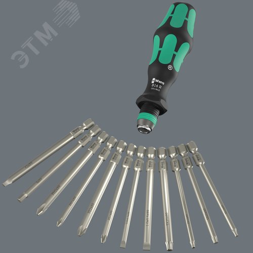 Набор бит с динамометрической рукояткой-битодержателем и патроном Rapidaptor 17 предметов. Набор Kraftform Kompakt 60 Torque 12 - 30 Nm - фото 3