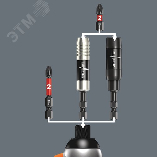 Битодержатель ударный 897/4 IMP Impaktor хвостовик 1/4 E 6.3 с пружинным стопорным кольцом и магнитом 1/4X75 мм - фото 5