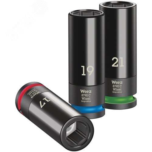Набор головок торцевых ударных шестигранных Wheel Impaktor C Set 1 DR 1/2 3 предмета 17/19/21X85 мм с пластиковой обоймой для защиты колёсного диска - фото 2