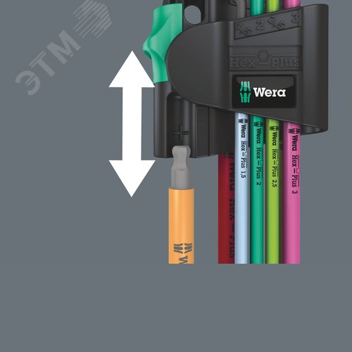 Набор Г-образных ключей с шаром магнит 1.5 - 6.0 мм 7 предметов. 950/7 Hex-Plus Multicolour Magnet BlackLaser 1 - фото 6