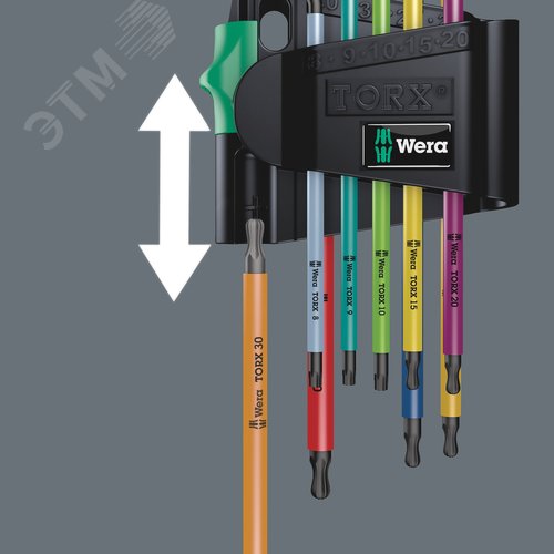 Набор Г-образных ключей 967/9 TX BO Multicolour TORX 1 SB BlackLaser с отверстием под штифт с шаром магнит TX 8 - TX 40 9 предметов - фото 6