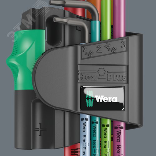 Набор Г-образных ключей с шаром магнит 1.5 - 6.0 мм 7 предметов. 950/7 Hex-Plus Multicolour Magnet BlackLaser 1 - фото 5