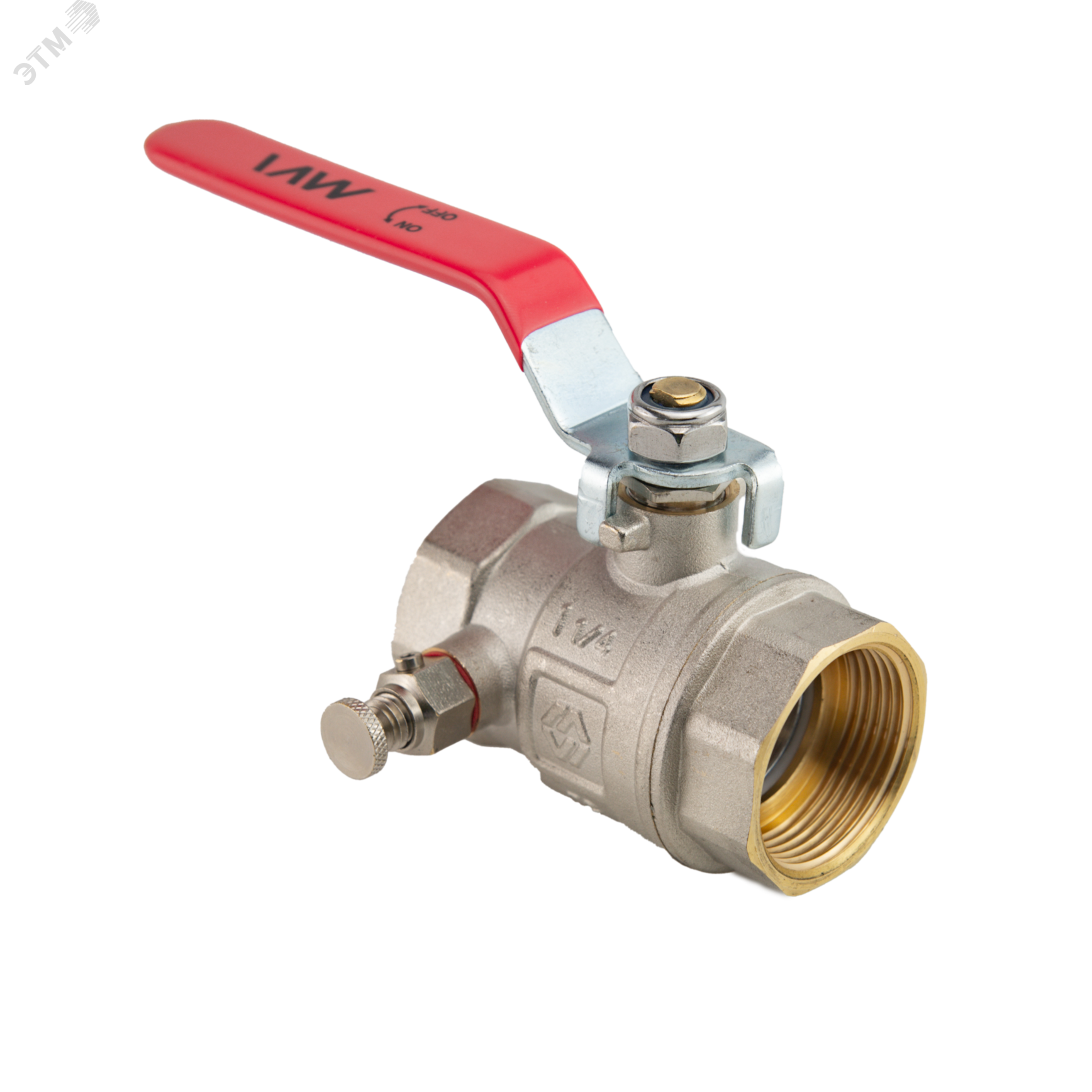 Изображение товара Кран шаровой 1 1/4 ВВ с дренажем и воздухоотводчиком МVI по ГОСТ