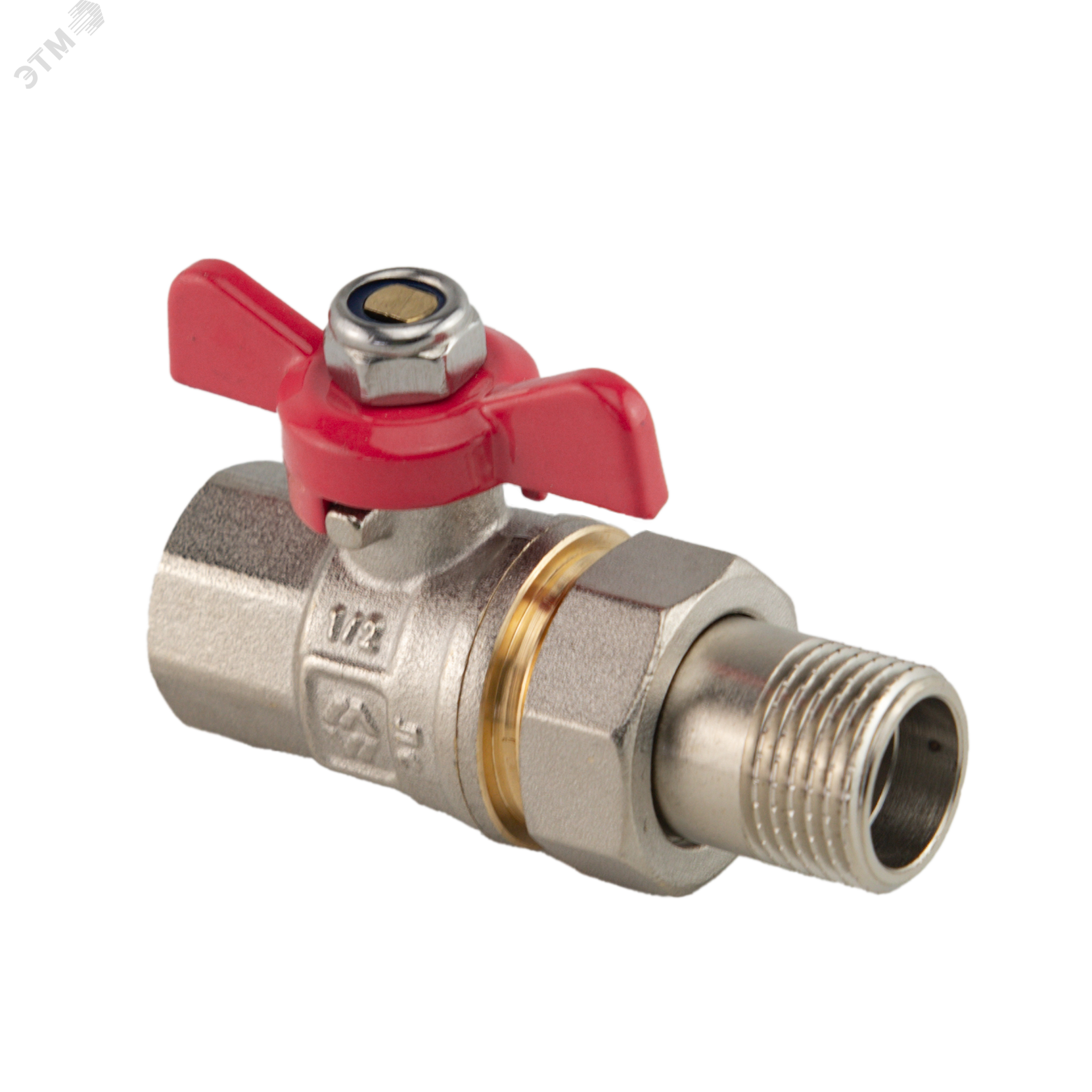 Изображение товара Кран шаровой со сгоном 1/2' ВН ручка бабочка (шт)