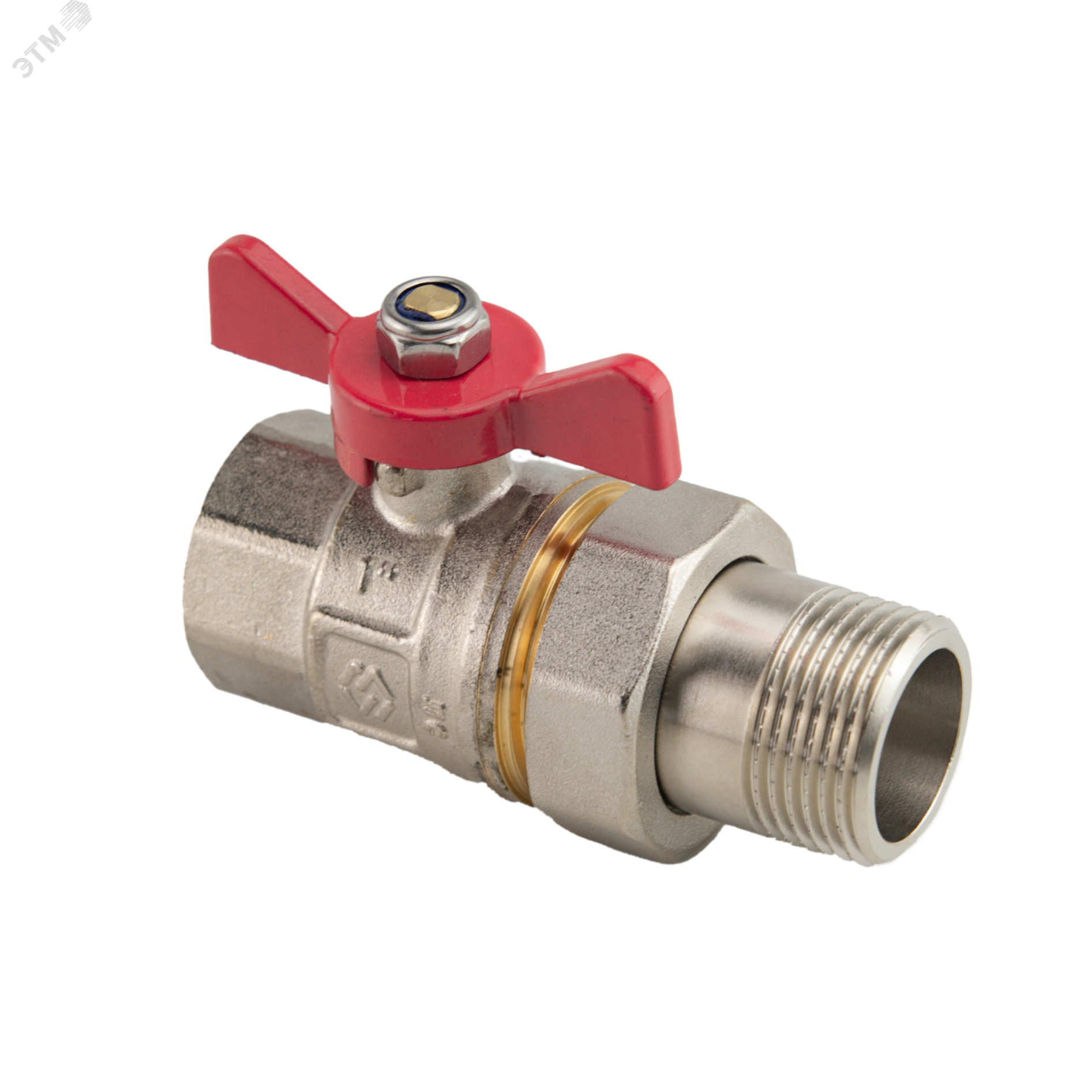 Изображение товара Кран шаровой со сгоном 1 ВН ручка бабочка ГОСТ 1 внутренняя резьба