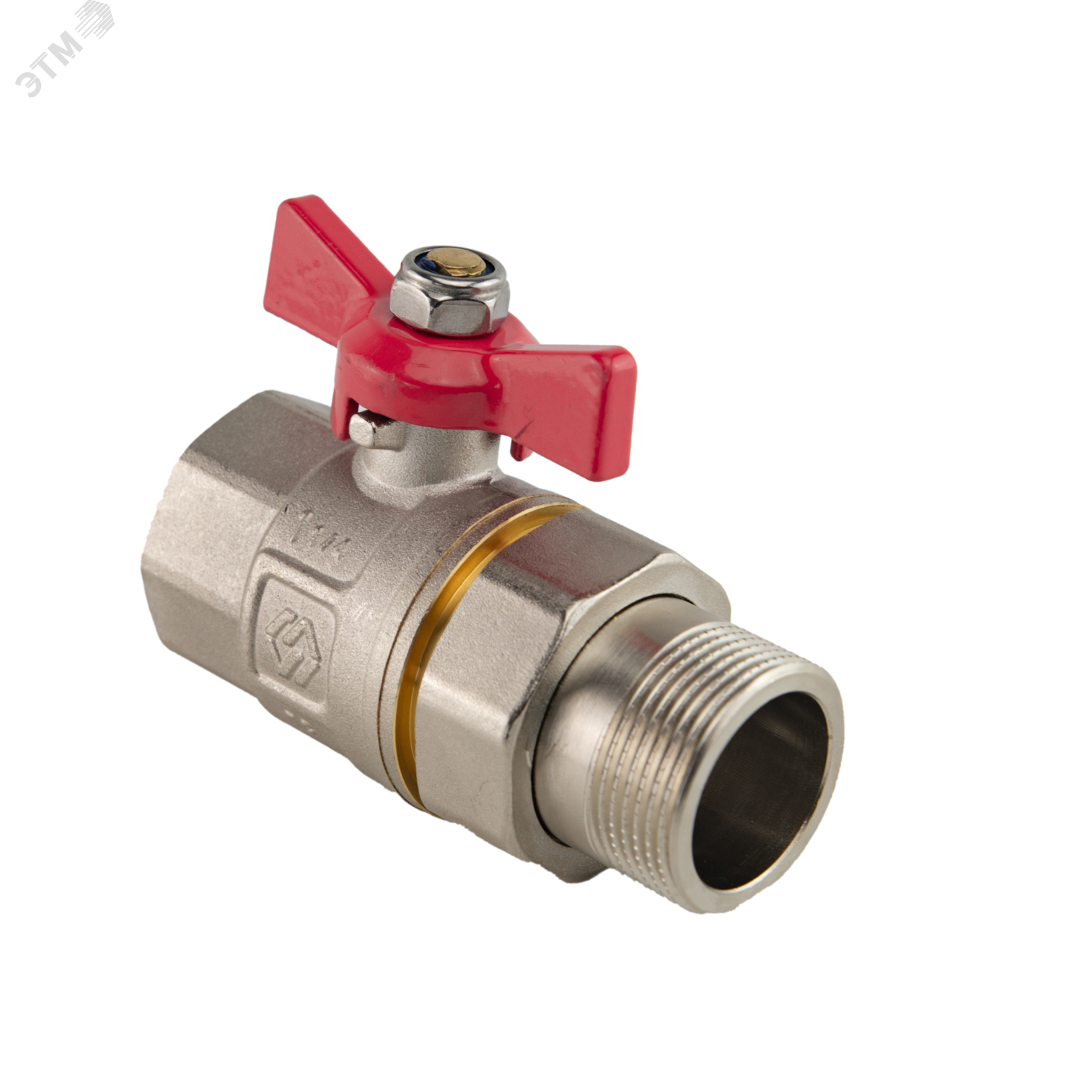 Изображение товара Кран шаровой со сгоном 1/1 4 ВН ручка бабочка MVI для водопровода