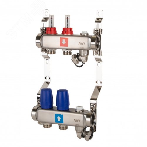 Изображение товара Коллекторная группа с расходомерами 1x2 выхода 3/4 евроконус нержавейка MVI