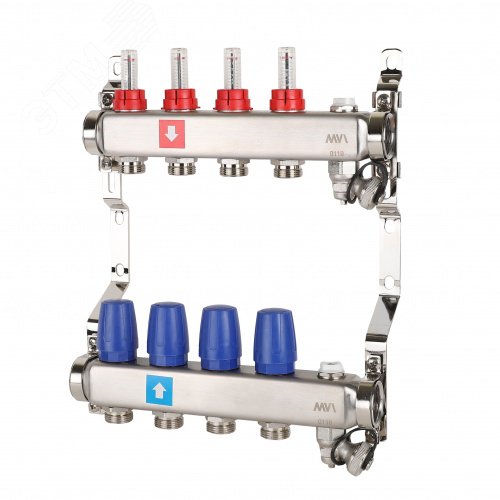 Изображение товара Коллекторная группа с расходомерами 1'x4 выхода 3/4' НР