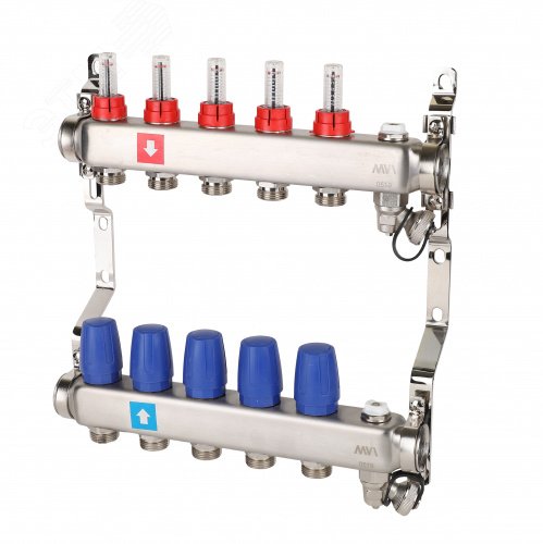 Изображение товара Коллекторная группа с расходомерами 1x5 выходов 3/4' НР евроконус