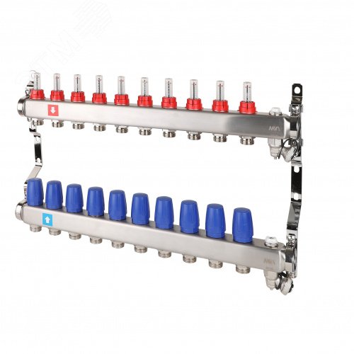 Изображение товара Коллекторная группа с расходомерами 10 выходов из нержавеющей стали 1'x3/4' МVI