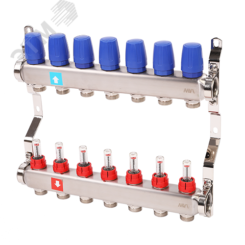 Изображение товара Коллекторная группа с расходомерами 1'x7 выходов 3/4' НР евроконус