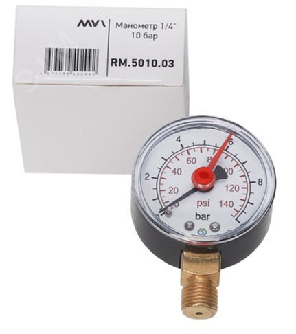 Изображение товара Манометр радиальный до 10 бар диаметр 50 мм G1/4 ИНДИКАТОР давления
