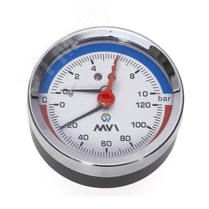 термоманометр аксиальный, до 6 бар, от 0°c до 120 °c, диаметр корпуса 80 мм, подключение g1/2