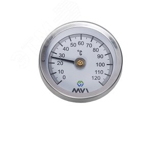 термометр аксиальный, биметаллический, 0°c до 120°c, 63мм, погружной, подключение g1/2