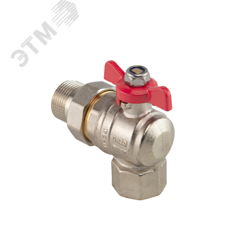 Изображение товара Кран шаровой угловой со сгоном 1' ВН ручка бабочка (шт)