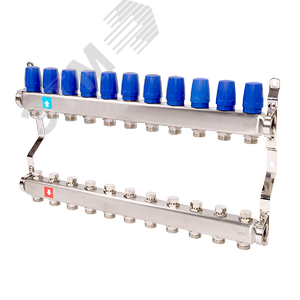 Изображение товара Коллекторная группа с ручными регулировочными клапанами 1'x11 выходов 3/4' НР евроконус (шт)