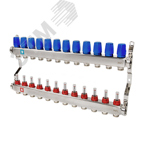 Изображение товара Коллекторная группа с расходомерами 1'x12 выходов 3/4' НР евроконус (шт)