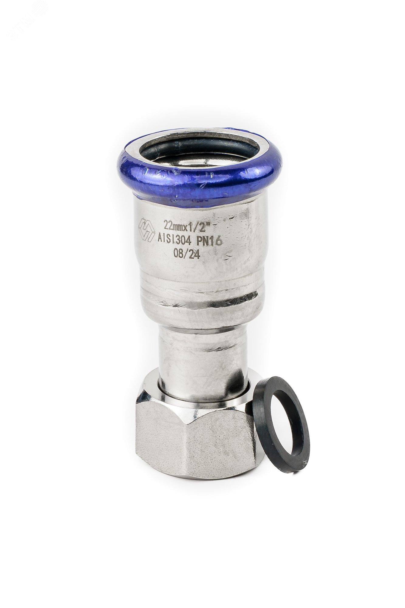 Изображение товара Муфта нержавеющая с накидной гайкой MVI 22х1/2 серия SS pipe прессовая Изображение товара Муфта нержавеющая с накидной гайкой MVI 22х1/2 серия SS pipe прессовая