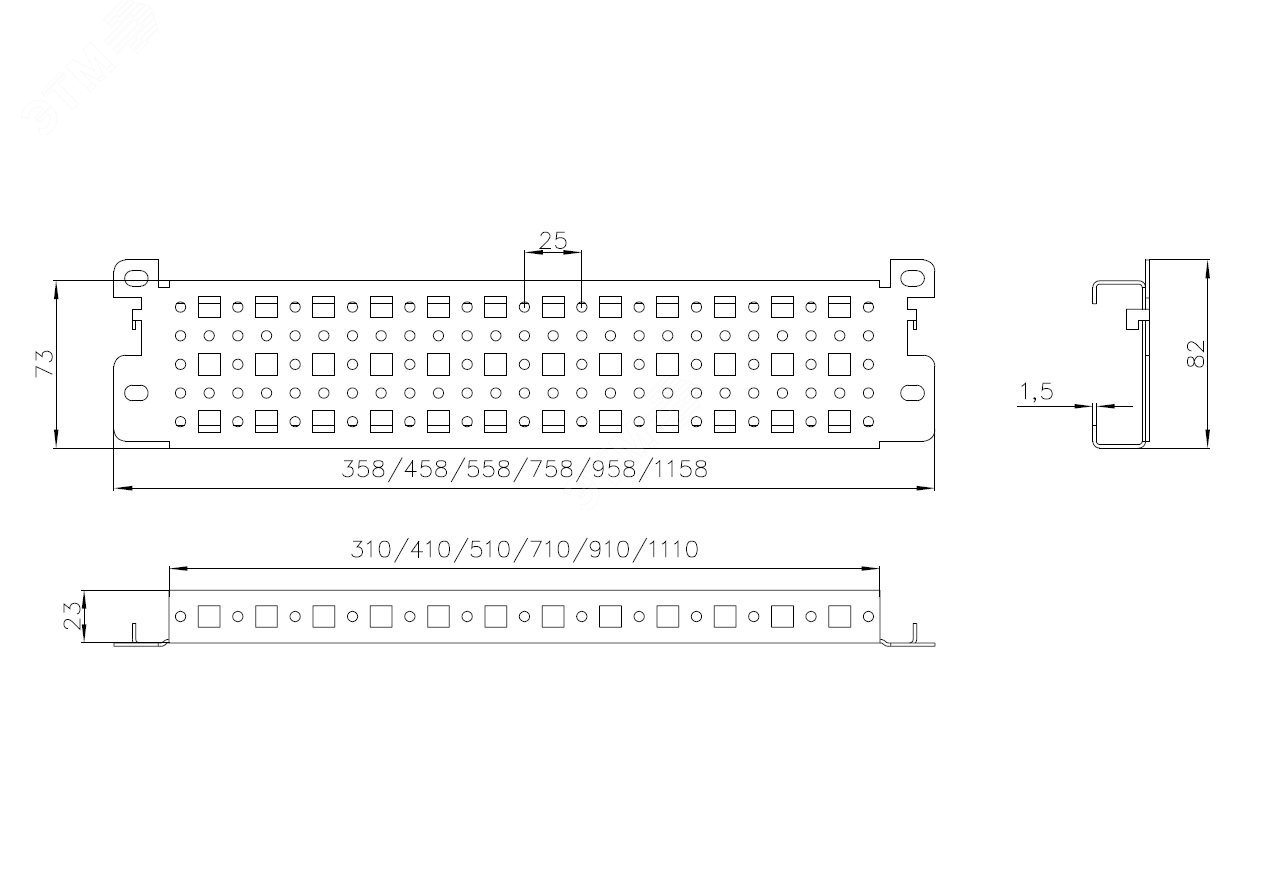 Изображение товара Профиль монтажный EMS 23х73 для шкафов ширина/глубина 600 мм