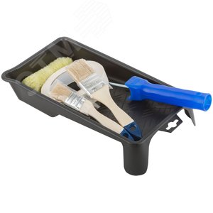 Набор для покраски дверей и окон (ванночка 290х150 мм + валик полиакрил 100 мм + малярная лента 25 мм x 50 м + кисти 25 , 38 мм) - фото 1