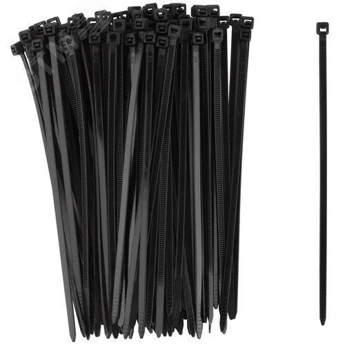 Хомуты нейлоновые для проводов, черные 100 шт.,  3,6х150 мм - фото 1