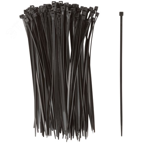 Хомуты нейлоновые для проводов, черные 100 шт.,  3,6х200 мм - фото 1