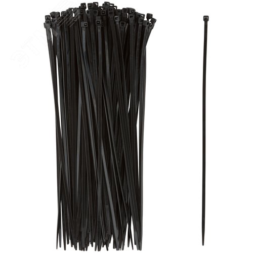 Хомуты нейлоновые для проводов, черные 100 шт.,  3,6х250 мм - фото 1
