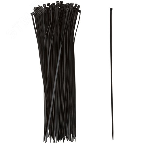 Хомуты нейлоновые для проводов, черные 100 шт.,  3,6х300 мм - фото 1