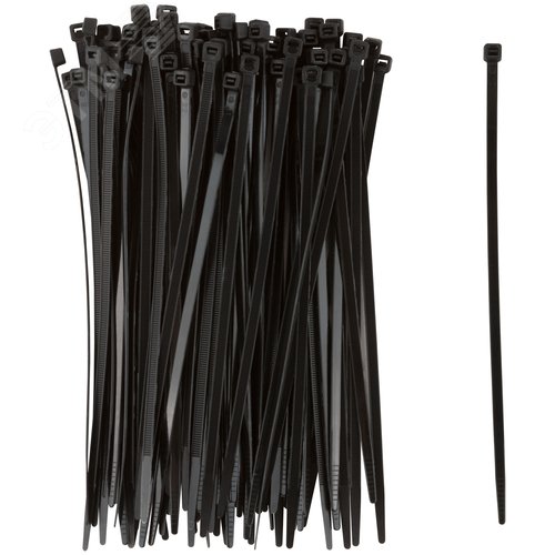 Хомуты нейлоновые для проводов, черные 100 шт.,  4,8х200 мм - фото 1