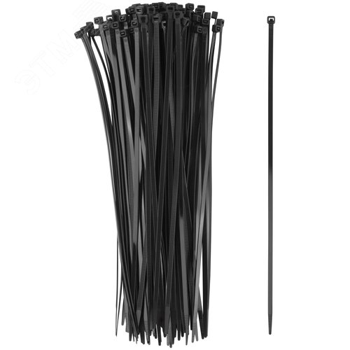 Хомуты нейлоновые для проводов, черные 100 шт.,  4,8х300 мм - фото 1