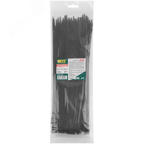 Хомуты нейлоновые для проводов, черные 100 шт.,  4,8х300 мм - фото 3