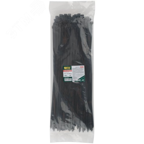 Хомуты нейлоновые для проводов, черные 100 шт.,  7,6х400 мм - фото 3