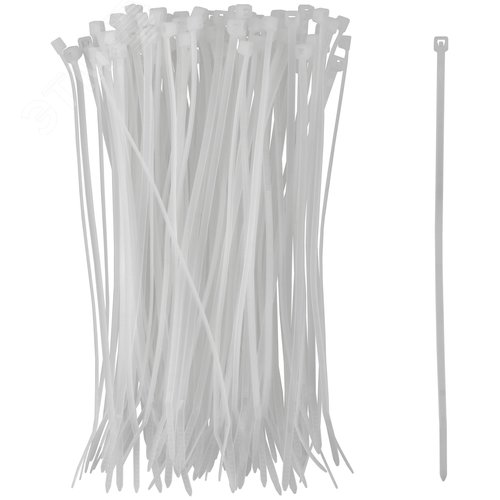 Хомуты нейлоновые для проводов, белые 100 шт.,  2,5х150 мм - фото 1