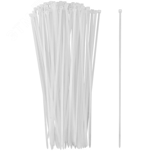 Хомуты нейлоновые для проводов, белые 100 шт.,  3,6х250 мм - фото 1