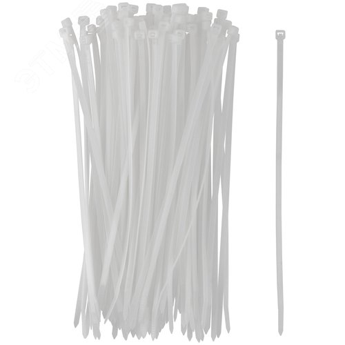 Хомуты нейлоновые для проводов, белые 100 шт.,  4,8х250 мм - фото 1