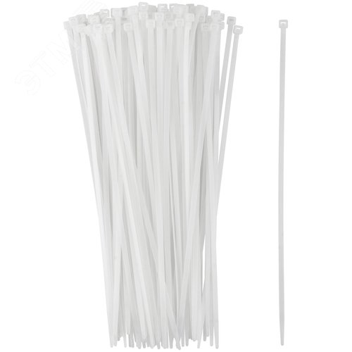 Хомуты нейлоновые для проводов, белые 100 шт.,  4,8х300 мм - фото 1