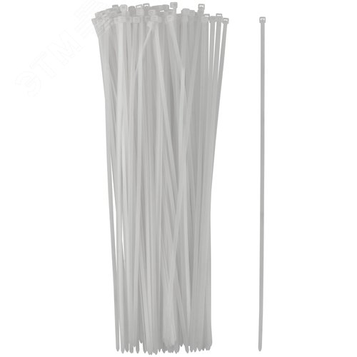 Хомуты нейлоновые для проводов, белые 100 шт.,  4,8х400 мм - фото 1