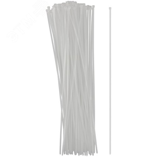 Хомуты нейлоновые для проводов, белые 100 шт.,  4,8х500 мм - фото 1