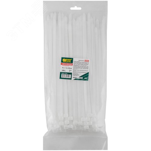 Хомуты нейлоновые для проводов, белые 100 шт.,  7,6х300 мм - фото 3