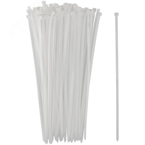 Хомуты нейлоновые для проводов, белые 100 шт.,  7,6х400 мм - фото 1