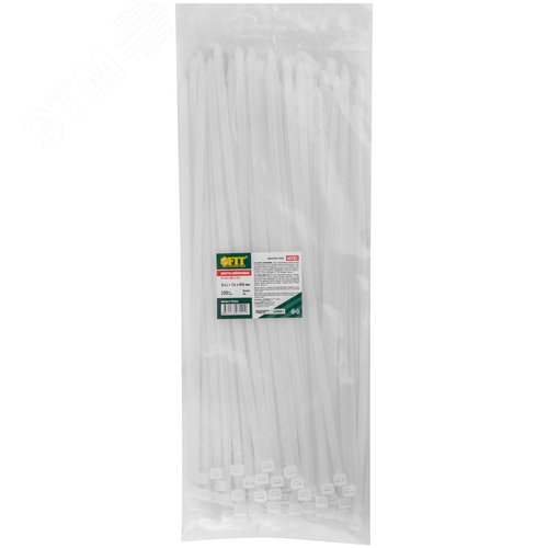 Хомуты нейлоновые для проводов, белые 100 шт.,  7,6х400 мм - фото 3