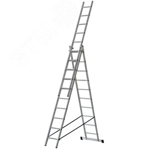 Лестница трехсекционная алюминиевая, 3 х 10 ступеней, H=285/481/674 см, вес 12.19 кг