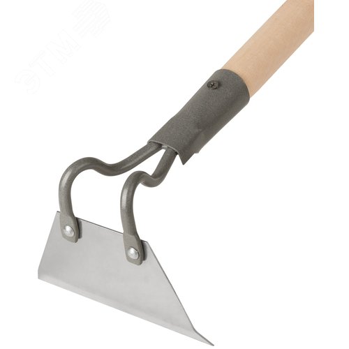 Мотыга прямая 150х80 мм, нержавеющая сталь, с деревянным черенком - фото 3