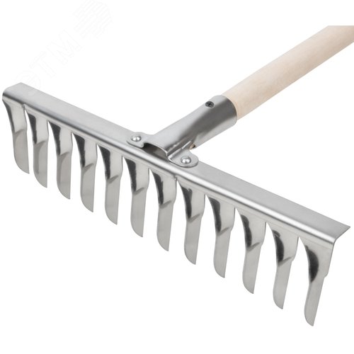 Грабли, витой зуб, нержавеющая сталь, 12 зубьев, с деревянным черенком - фото 2