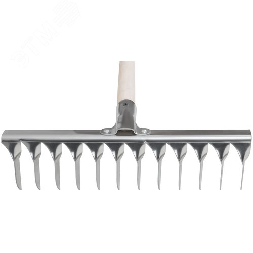 Грабли, витой зуб, нержавеющая сталь, 12 зубьев, с деревянным черенком - фото 3