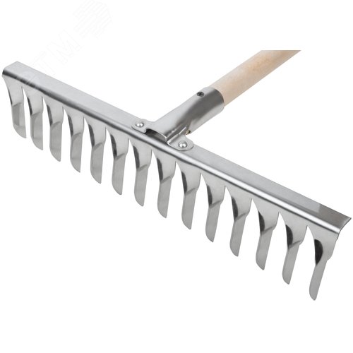 Грабли, витой зуб, нержавеющая сталь, 14 зубьев, с деревянным черенком - фото 3